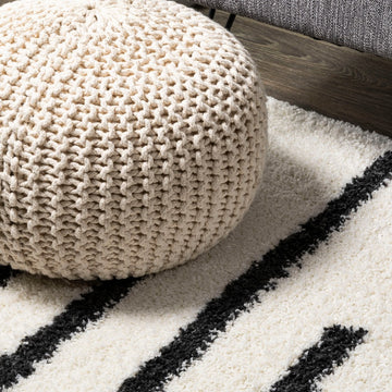 Alaro Berber Stripe Shag Area Rug